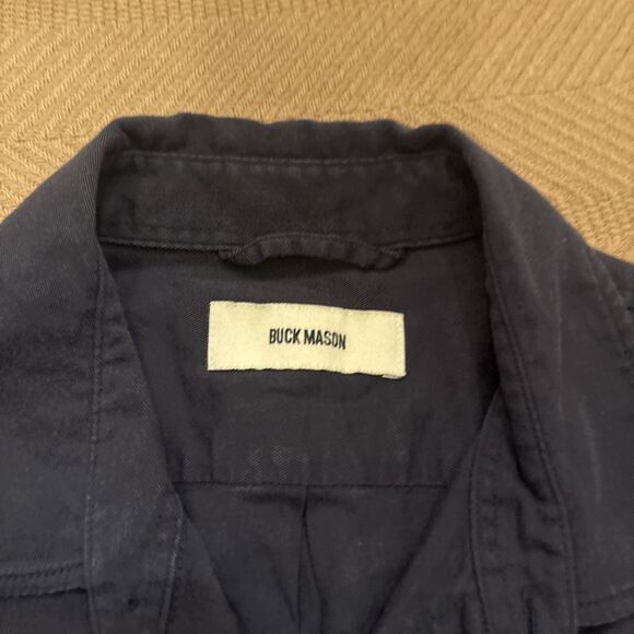 Buck Mason Shirt Mens Medium Blue Classic Fit Short Sleeve Collared Button Down - Picture 4 of 9